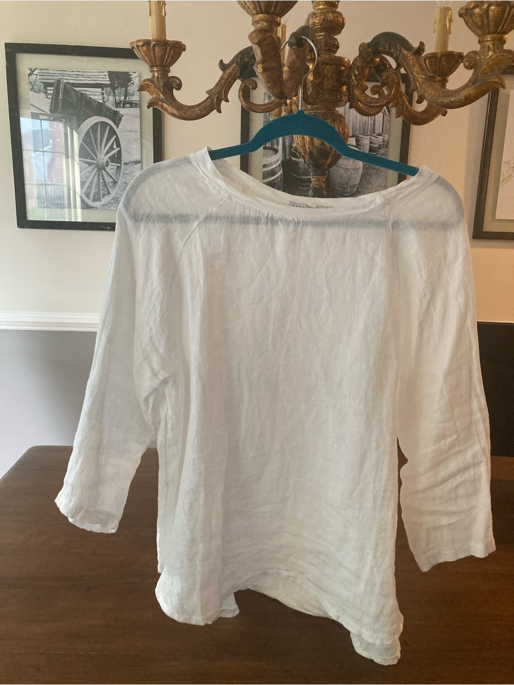 Tempo Paris White Linen Boatneck Tunic Top